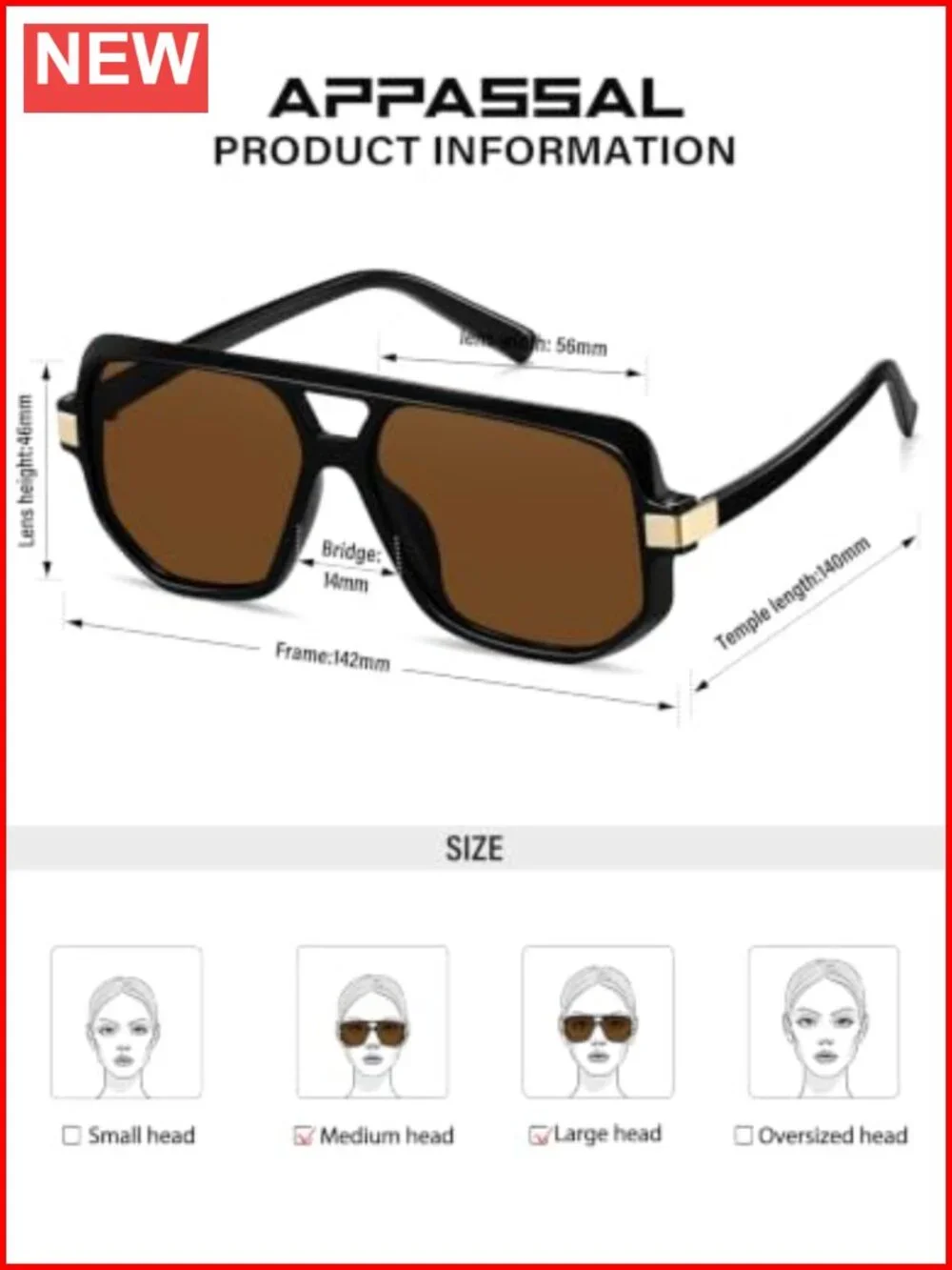 Retro Square Aviator Polarized Sunglasses Oversized Unisex Shades